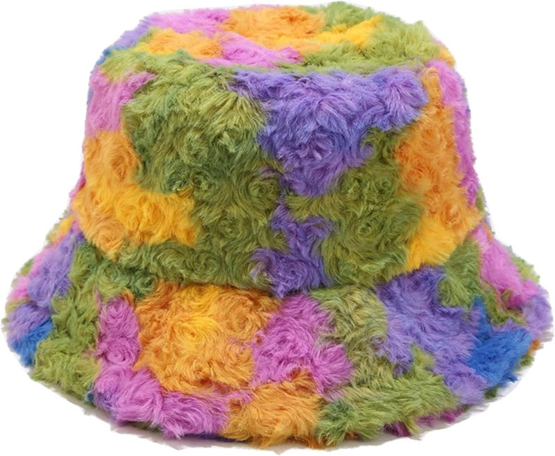 Dirholl Women's Winter Faux Fur Fuzzy Warm Bucket Hat - Image 1